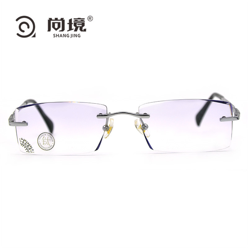 2021新款尚境防蓝光无边框透茶色带钻镜片时尚潮流可配近视眼镜 透茶色1.61(薄)