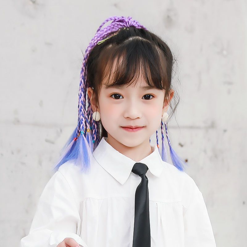 假发脏辫儿童双马尾辫发饰可爱舞台彩色炫酷短款皮筋款头饰头绳 黑色