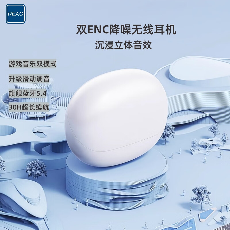 泺澳(REAO)双鿏ENC降噪无线耳机Y11 白色高清大图