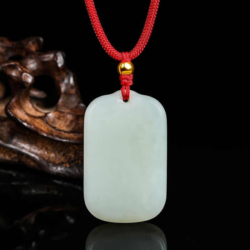 周六福珠宝黄金足金金镶玉和田玉吊坠挂件佳礼男女平安无事牌玉牌挂绳