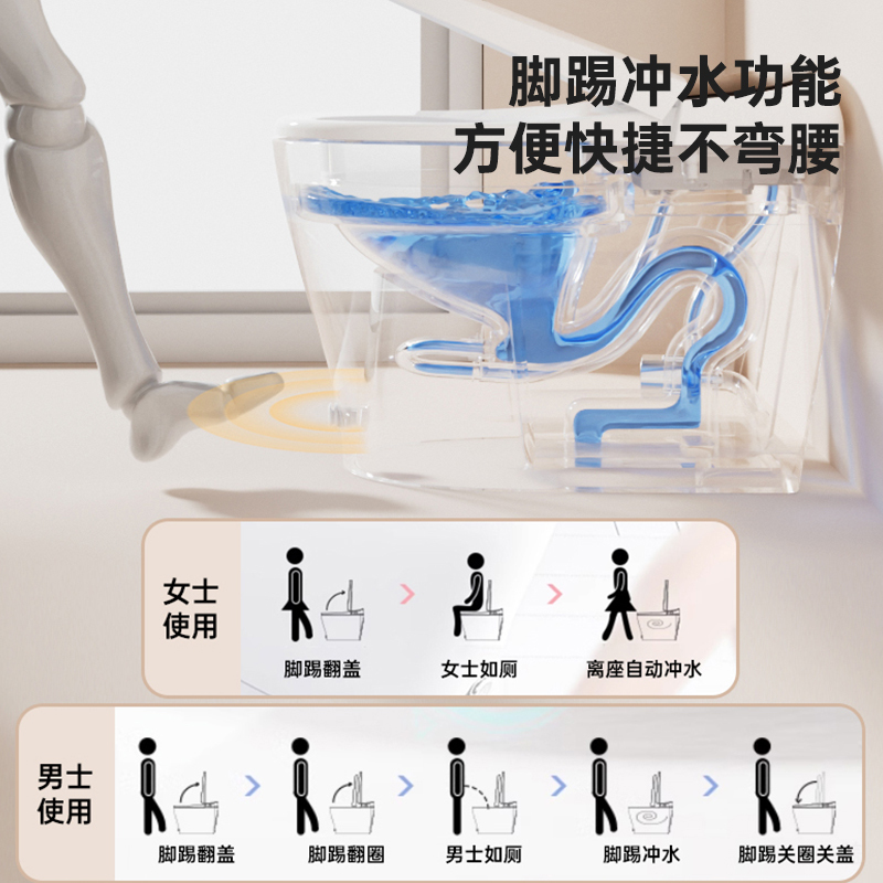 惠达智能马桶ET62/ET67坐便器即热式电动冲洗烘干多功能带遥控自动感应一体式连体内置水箱低水压启动