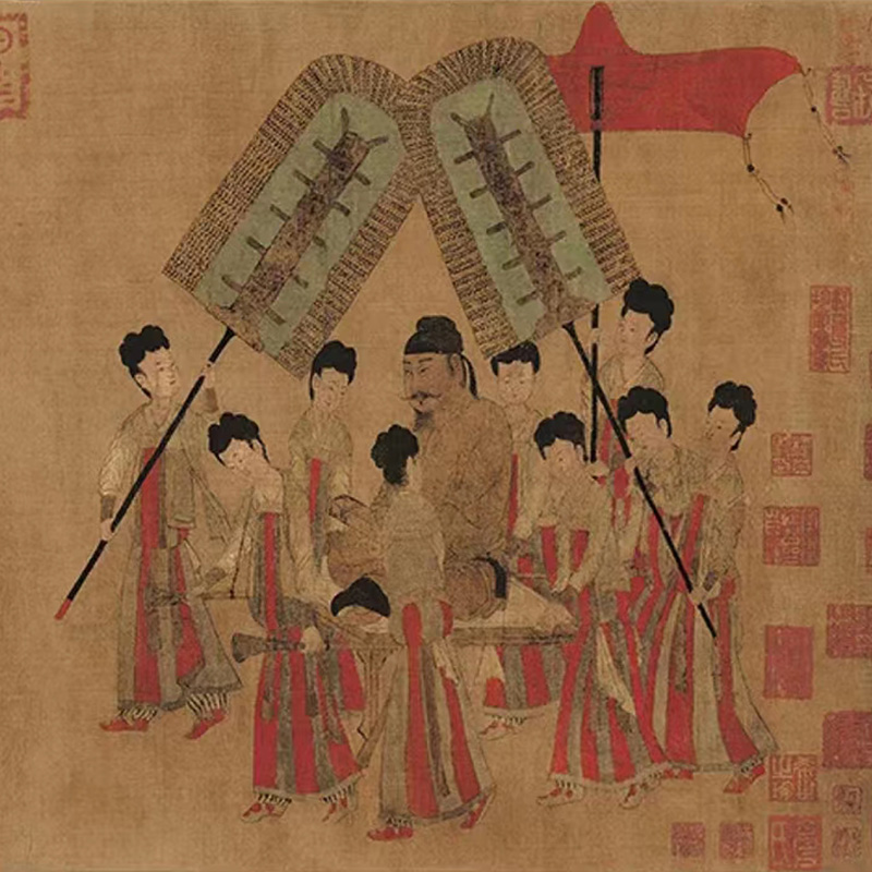 [正版]限量发行300幅中国当代国宝书画 步辇图 高仿真复刻版 大尺寸38.5*762CM珍藏把玩陈设点缀悬挂厅堂馈赠高清大图