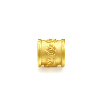 GZUAN古钻珠宝 真言 黄金足金3D硬金转运珠男女款黑绳手链手串 JXYJS0009