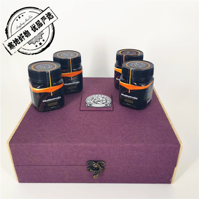 梅德维奇俄罗斯进口黑蜂液态蜜250g*4瓶250年椴树蜜天然成熟蜜