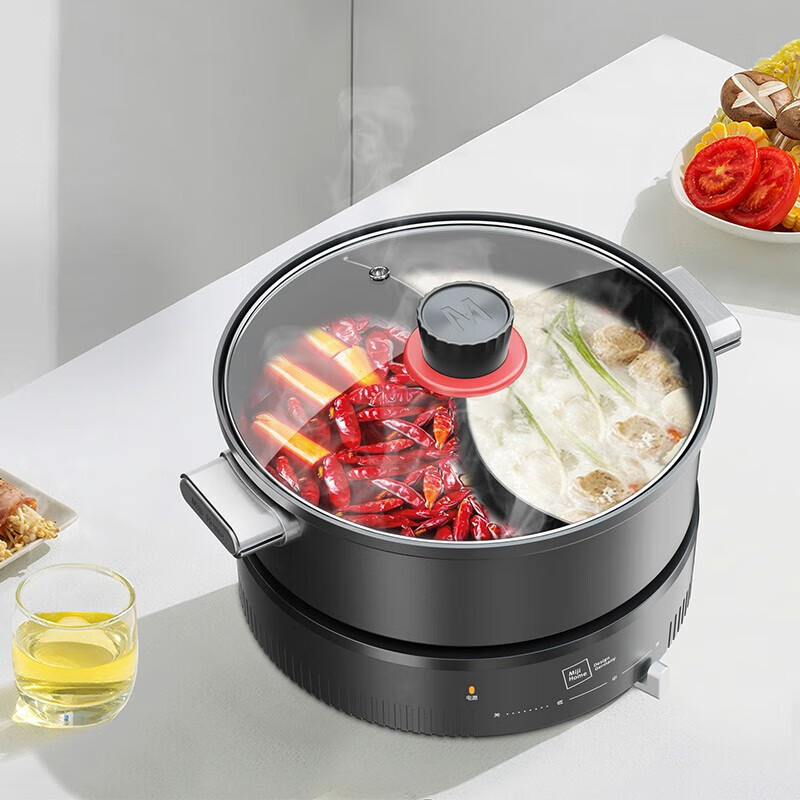 米技 多功能锅鸳鸯电火锅 一锅多用 时尚灰 EMP-L4501