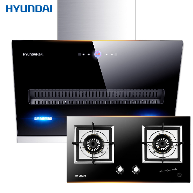 韩国现代(HYUNDAI)烟灶套餐新72B+721 智能体感操控侧吸油烟机燃气灶套装 天然气高清大图