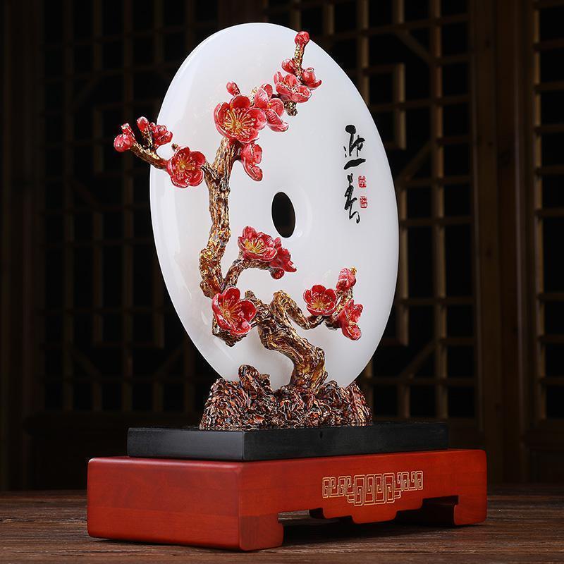 珐琅彩《迎春》琉璃安扣摆件现代简约客厅装饰品中式玄关摆设_460