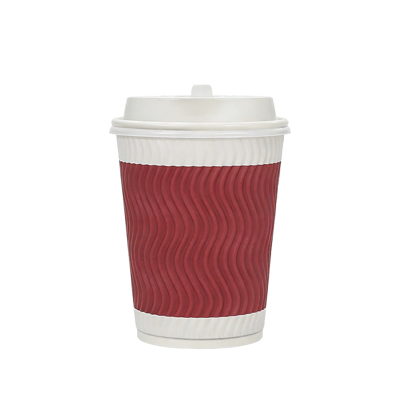 山之只 红色瓦楞杯(含盖)300ml 个高清大图