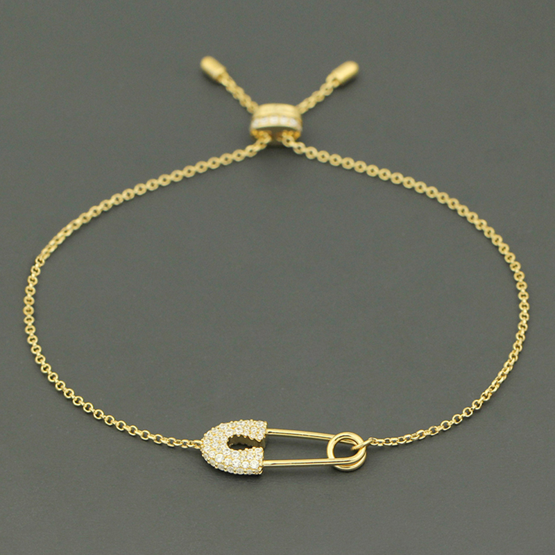 apmmonaco多色别针手链简约个性情侣闺蜜时尚银手饰品送女友礼物