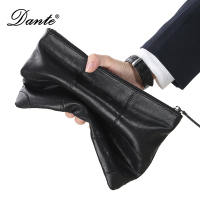 Dante丹迪头层羊皮男士手拿包多功能长款手拿包休闲时尚手包大容量黑色