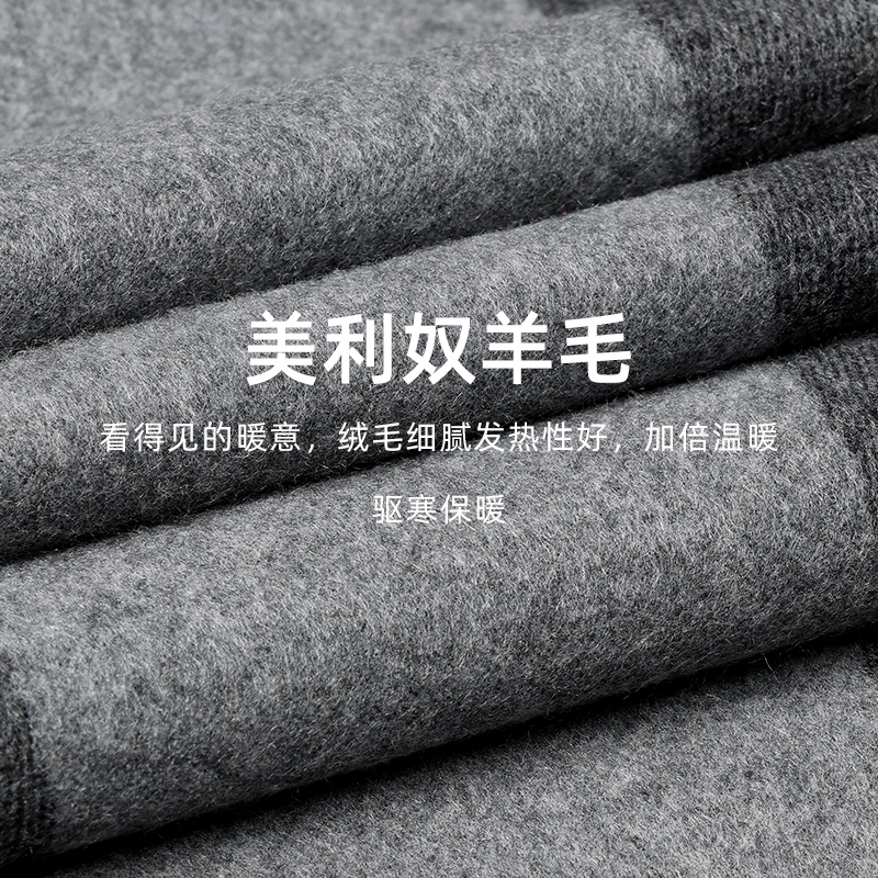 啄木鸟羊毛围巾男士秋冬季高档韩版百搭围脖保暖厚护颈礼盒装礼鸟高清大图