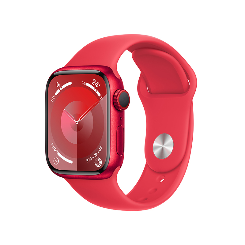 Apple Watch Series 9 (GPS + 蜂窝网络) 41 毫米红色铝金属表壳 红色运动型表带 - M/L