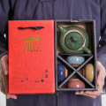 华普思 陶瓷功夫茶具套装整套小礼品茶水分离礼盒茶礼盒 五彩一壶四杯【红盒】