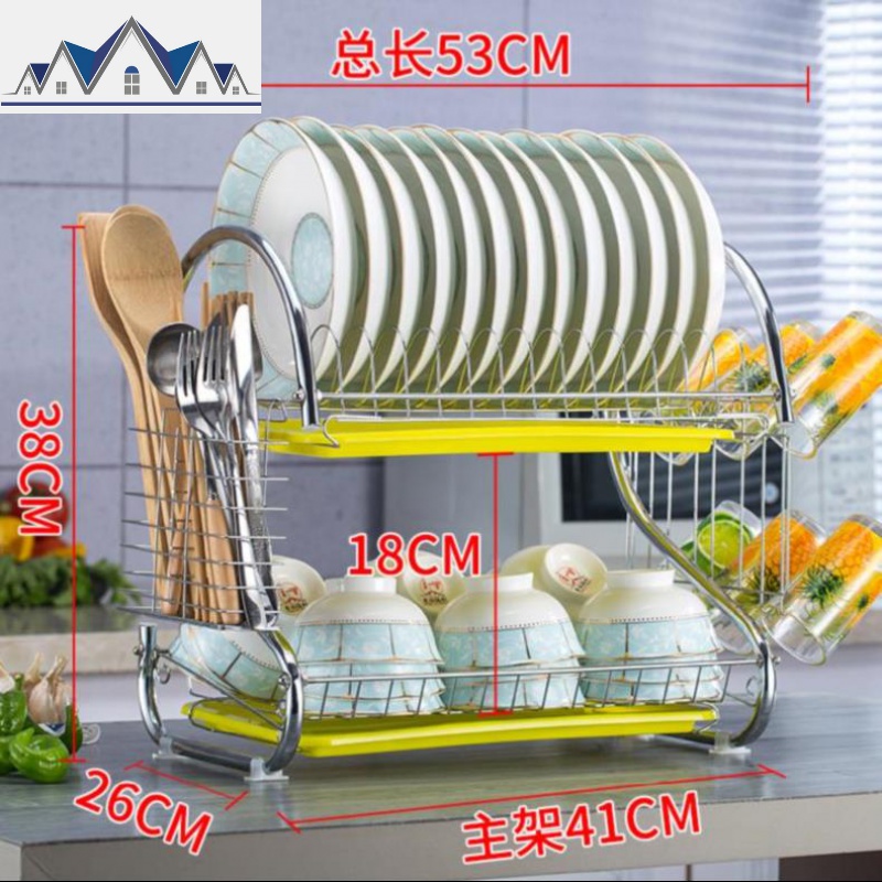 碗筷过滤不锈钢沥水架墙壁厨房盘碗饭碗接水盘小型悬挂洗碗碗柜晾_144 2字绿盘挂杯款