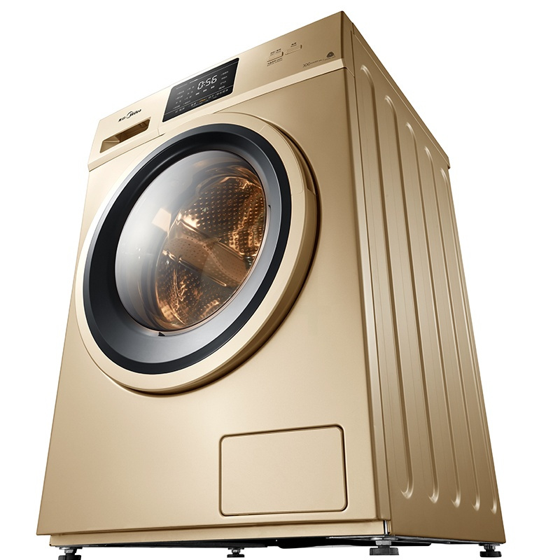 美的洗烘一体全自动滚筒洗衣机烘干机大容量带烘干10公斤kg家用摩卡金