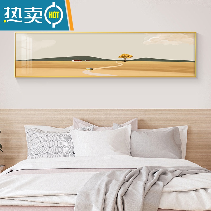 敬平现代简约卧室装饰画主卧温馨床头挂画大气海景横幅壁画抽象客厅画装饰画高清大图