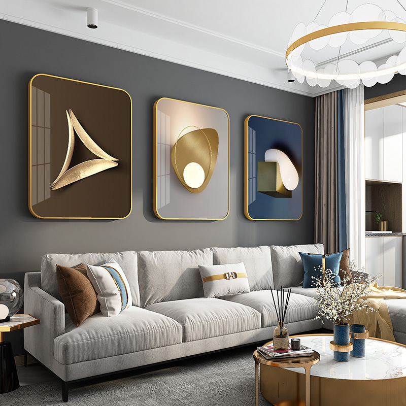 怡茹现代轻奢客厅装饰画沙发背景墙圆角壁画挂画视频