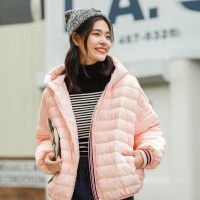 茵曼INMAN秋装新款连帽保暖防风轻薄短款羽绒服外套女【1883122105】