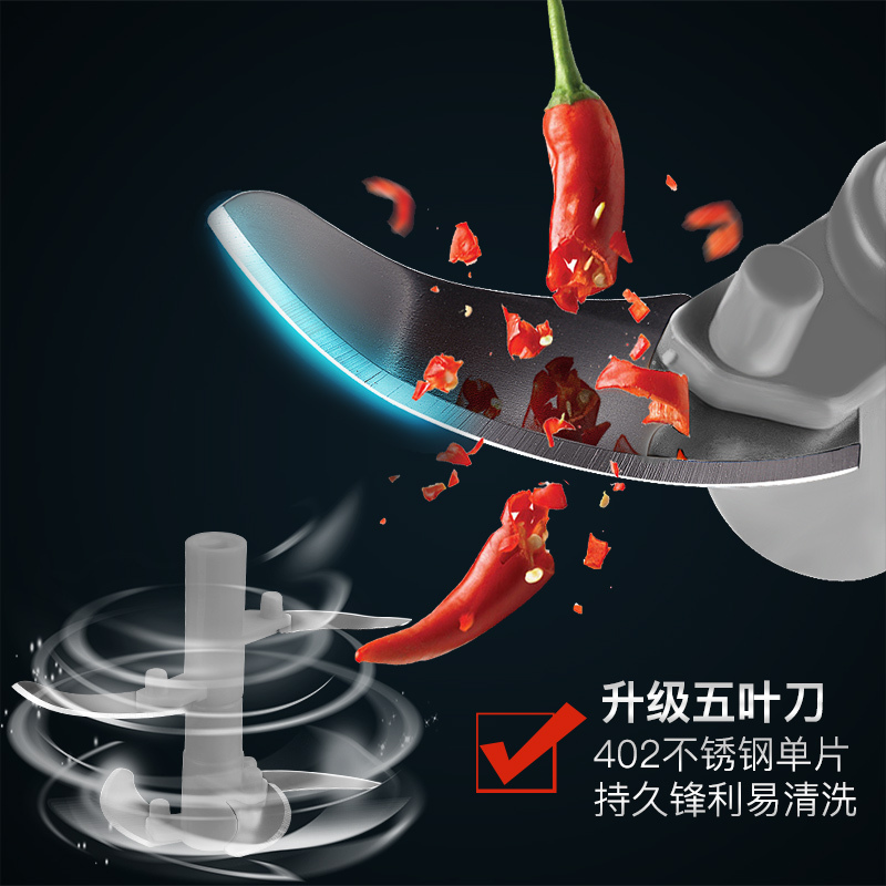 家用厨房多功能切菜器手动烘焙精灵绞肉机器绞菜搅碎菜机蒜泥器绞馅 尊贵款:玫瑰金+备用刀片12秒绞碎5刀切菜器