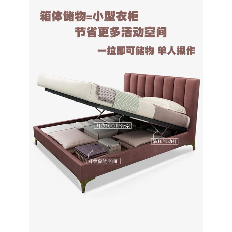 森美人港式轻奢床北欧布艺双人床简约现代小户型公主床主卧储物高清大图