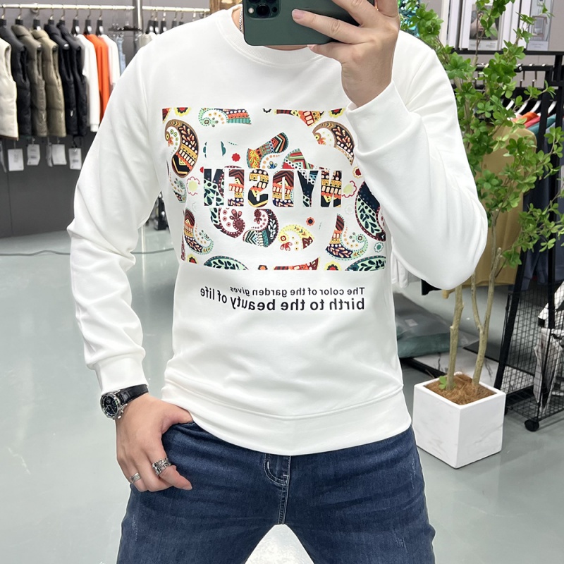 欧货长袖体恤男装打底衫卫衣印花时尚潮流字母圆领修身体恤衫上衣