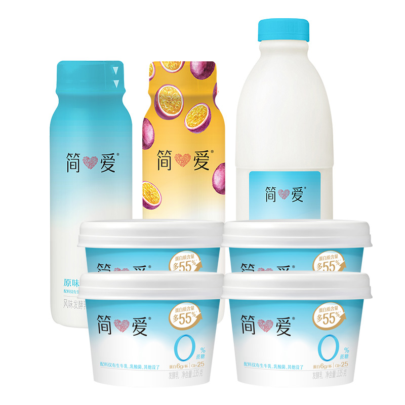 简爱 家庭套餐原味135g*4+原味230g*2+百香果味230g*2+家庭装原味1.08kg*1(3-7天顺丰冷链发货