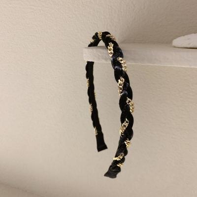 韩国饰品东大门麻花链条发箍法式优雅头箍发卡头箍压发头饰品女 黑色