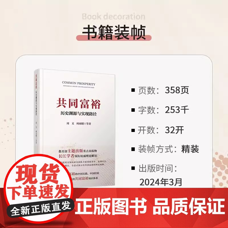 共同富裕:历史渊源与实现路径 周文,何雨晴著 教育*主题出版*点出版物,长江学者领衔权威理论解读 复旦大学出版社高清大图