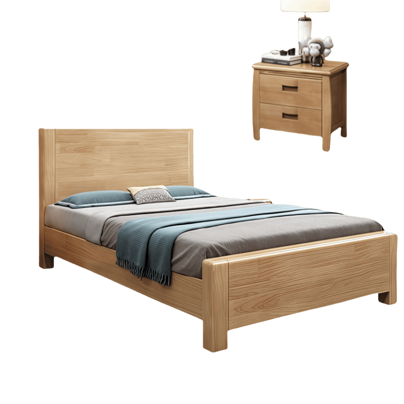 鑫木樽双人床+床头柜180*200*98cm套高清大图