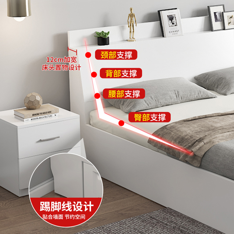 府店榻榻米板式床员工床公寓单人床双人床暖 白 色[斜靠无抽款]1800mm*2000mm