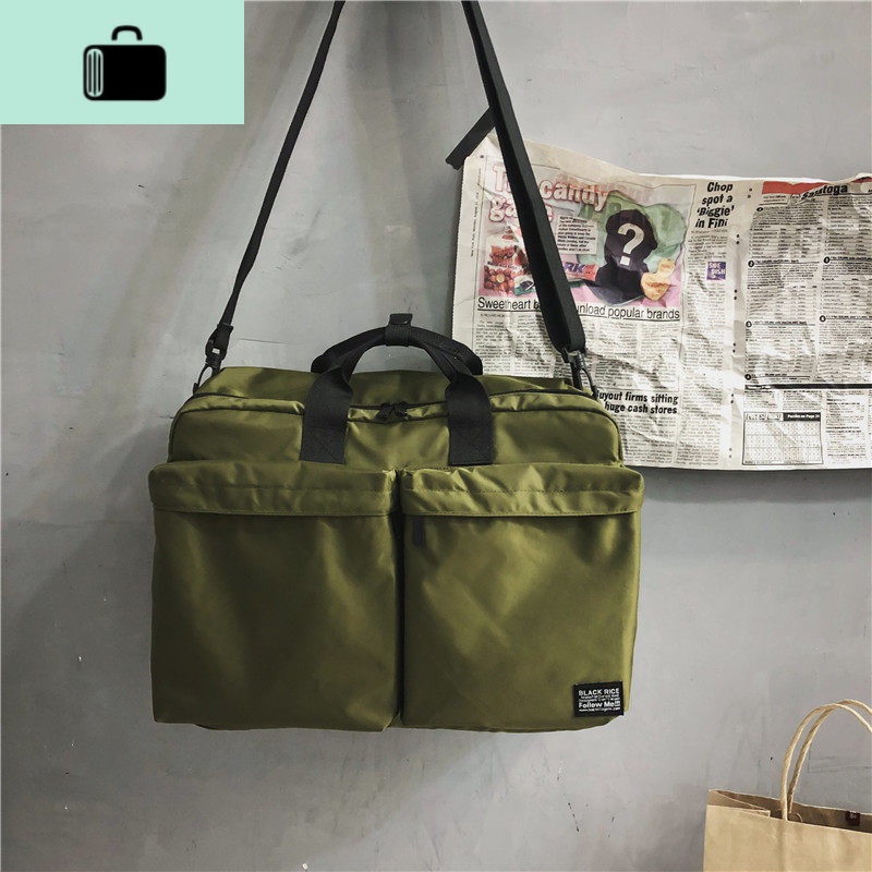 男士包潮牌大容量斜挎包牛津布多功能休闲时尚学生手提单肩背包潮NEW LAKE男士斜挎包 绿色