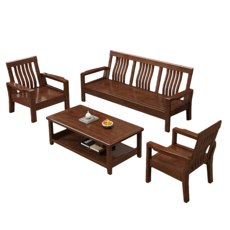 智叶舟沙发茶几组合188*67*90cm(3+1+1+茶几)套高清大图