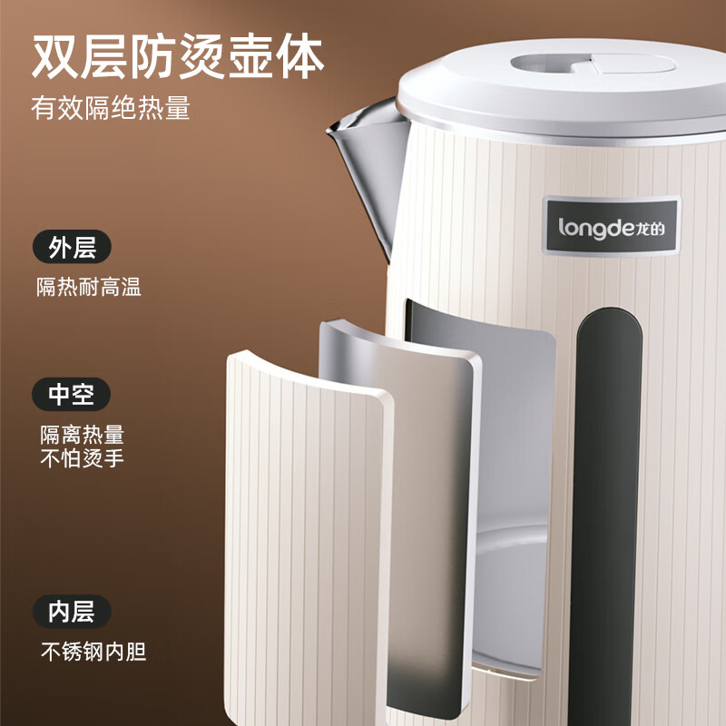 longde龙的双层防烫电水壶LD-SH183B高清大图