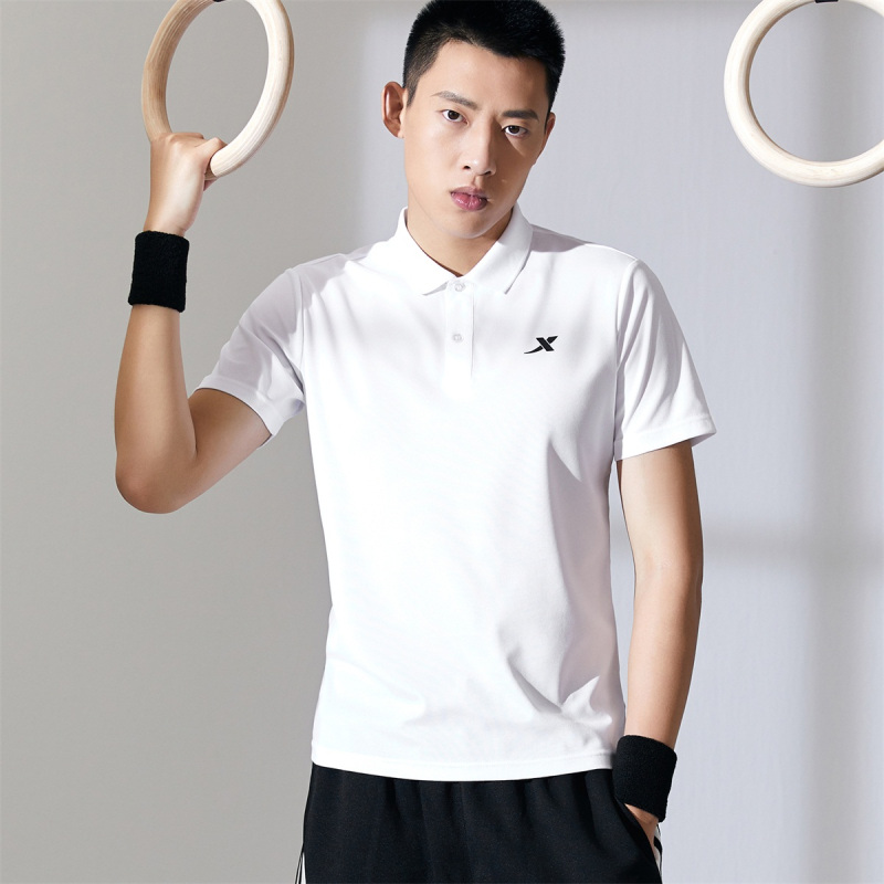 特步运动polo衫短袖t恤男夏季新款情侣款翻领透气舒适半袖时尚运动