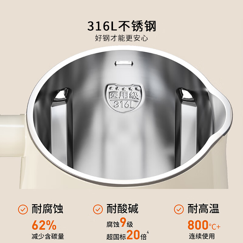 九阳(Joyoung)1.4L大容量豆浆机316L不锈钢轻音免滤自清洗可预约家用全自动破壁机榨汁机DJ14X-D664高清大图