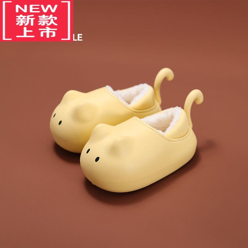 可莉允儿童棉拖鞋女孩冬季2022新款男童女童包跟防水宝宝毛毛棉鞋家居鞋图片