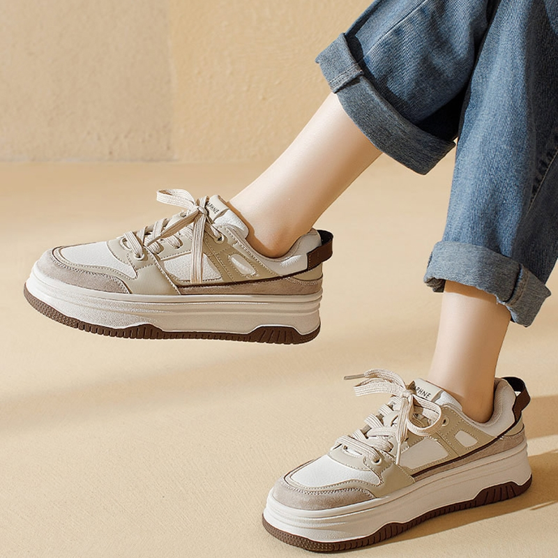 闪电客真皮板鞋女春秋厚底复古软底休闲运动鞋学生小白鞋