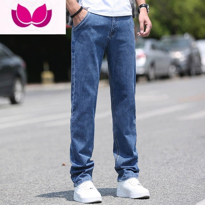 七斓2023春季男士牛仔裤男商务宽松直筒裤子男潮牌弹力夏休闲长裤图片