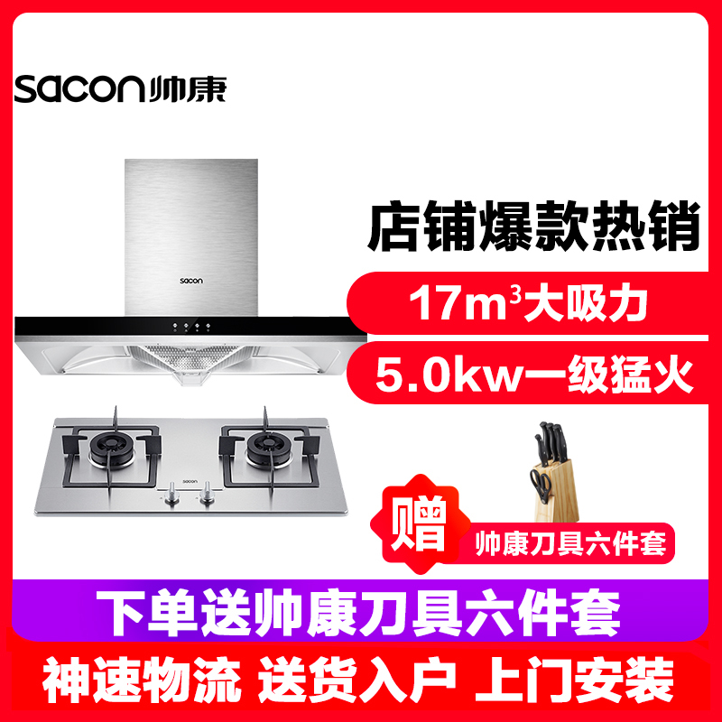 帅康(sacon)油烟机灶具套装抽油烟机燃气灶两件套17立方TE6709+78G厨卫厨房欧式吸油烟机煤气灶烟灶套餐天然气
