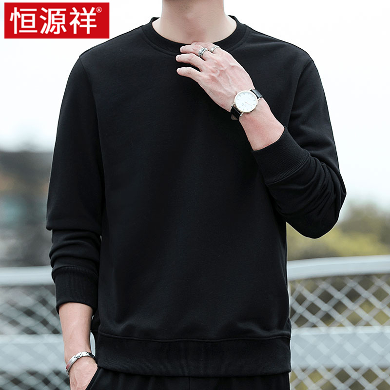恒源祥重磅长袖t恤男秋冬季装圆领卫衣含棉体恤衫休闲男士打底衫高清大图