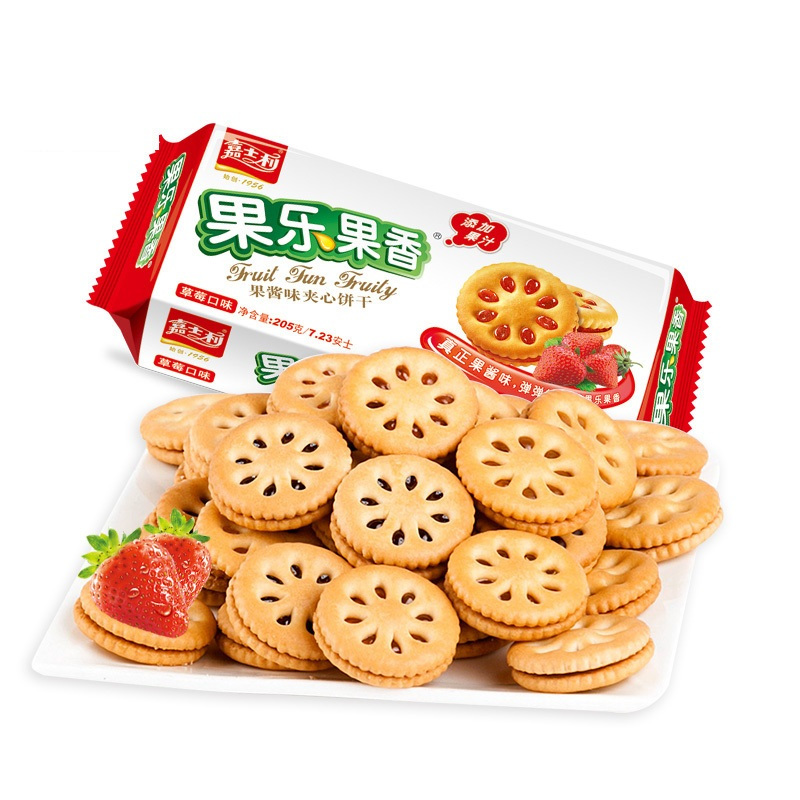 嘉士利果乐果香草莓味果酱夹心饼205g