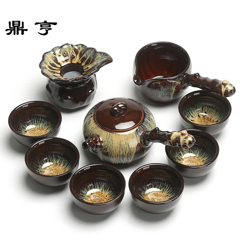 鼎亨功夫茶具套装家用窑变天目釉建盏整套 中式钧窑陶瓷茶杯茶壶