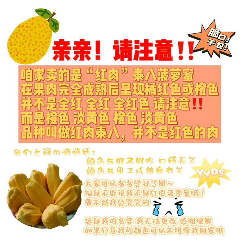 [熊猫鸟]海南红肉菠萝蜜 新鲜水果 香甜可口 1个 净重12-14斤高清大图