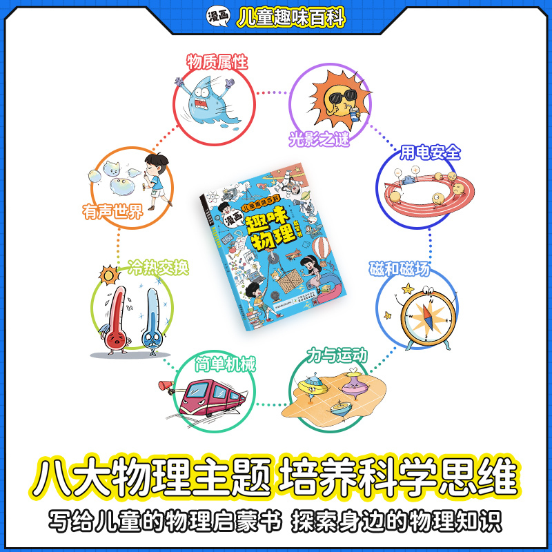 [抖音同款]漫画趣味化学启蒙书 [正版]抖音同款漫画趣味物理化学启蒙书全套2册儿童趣味百科全书漫画版初中小四门小学生阅读