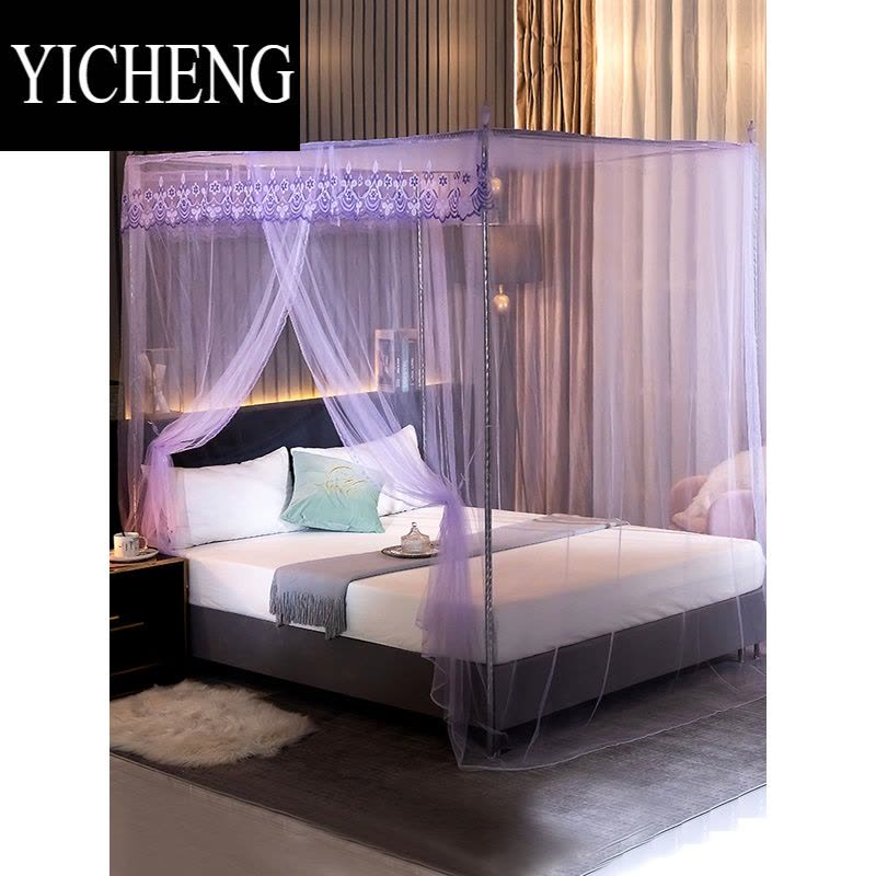 YICHENG单开门家用蚊帐加密帐纱落地式1.2米蚊帐带支架1.5m床1.8单门蚊帐图片