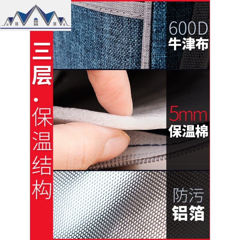 保温饭盒袋手提加厚铝箔帆布便当小方包上班带饭盒圆形拎饭兜大号 三维工匠收纳包高清大图