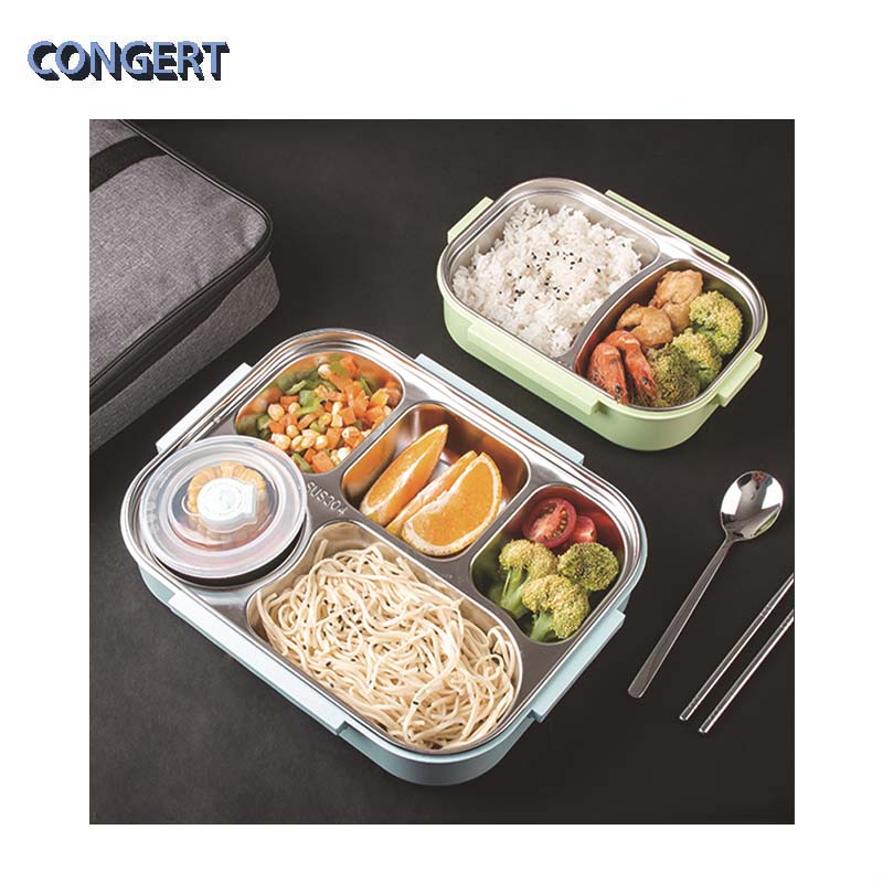 CONGERT 保温饭盒 五格加餐具+碗+袋 套高清大图