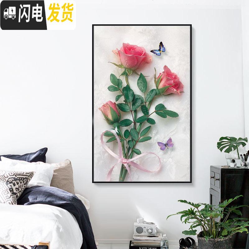 三维工匠2019年钻石画新款带框满钻客厅玫瑰花水晶十字绣小件 满钻全贴AB彩[60*100厘米]多加30钻量、送工具包高清大图