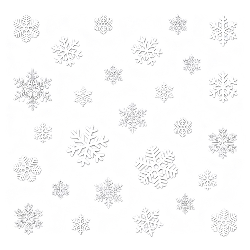 2026圣诞节装饰静电贴纸玻璃门贴圣诞树老人氛围场景布置窗贴3750 白色雪花【静电无胶+双面同色】1张27朵