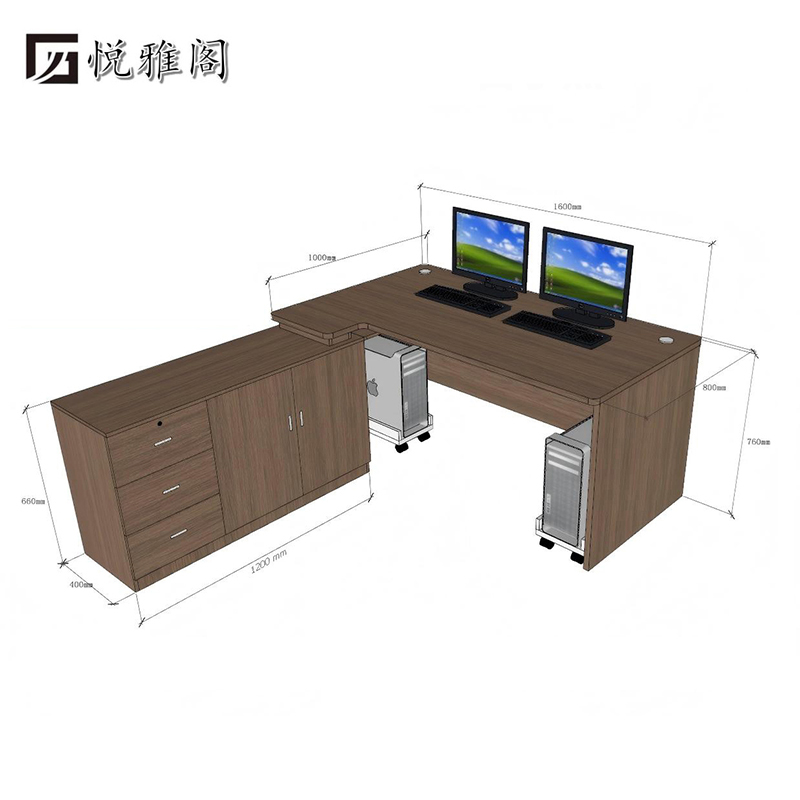 悦雅阁 工位办公桌 带副柜 张高清大图